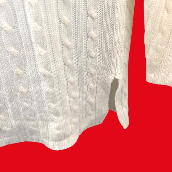 SOFT & COZY KAREN SCOTT IVORY CABLE KNIT COWL NECK SWEATER - L - Picture 3 of 5